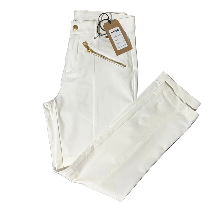 MDC Stretch Gold Zip Curvy Cropped Pants 25" - White - Skorzie