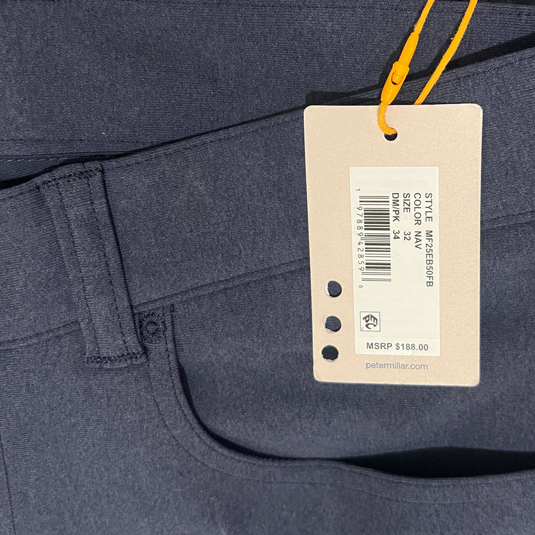 Peter Millar Men's Five-Pocket Pant Brevard Performance Flannel 34" Navy