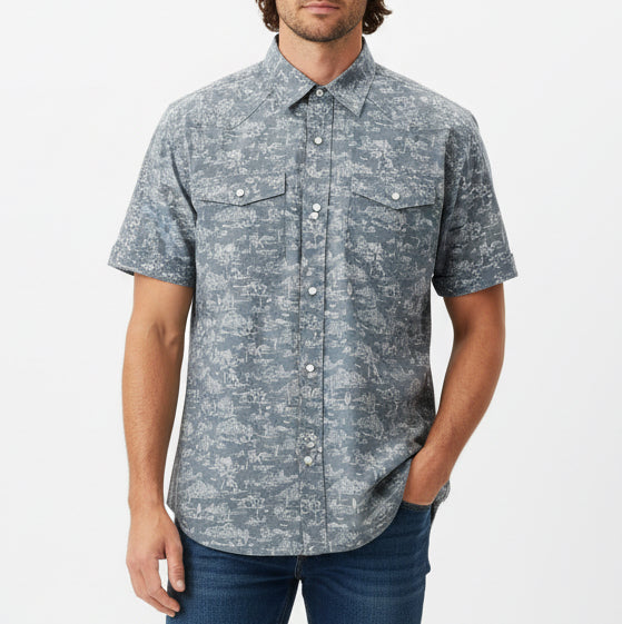 Straight Down Men's Shirt Out West Woven Walrus Size L