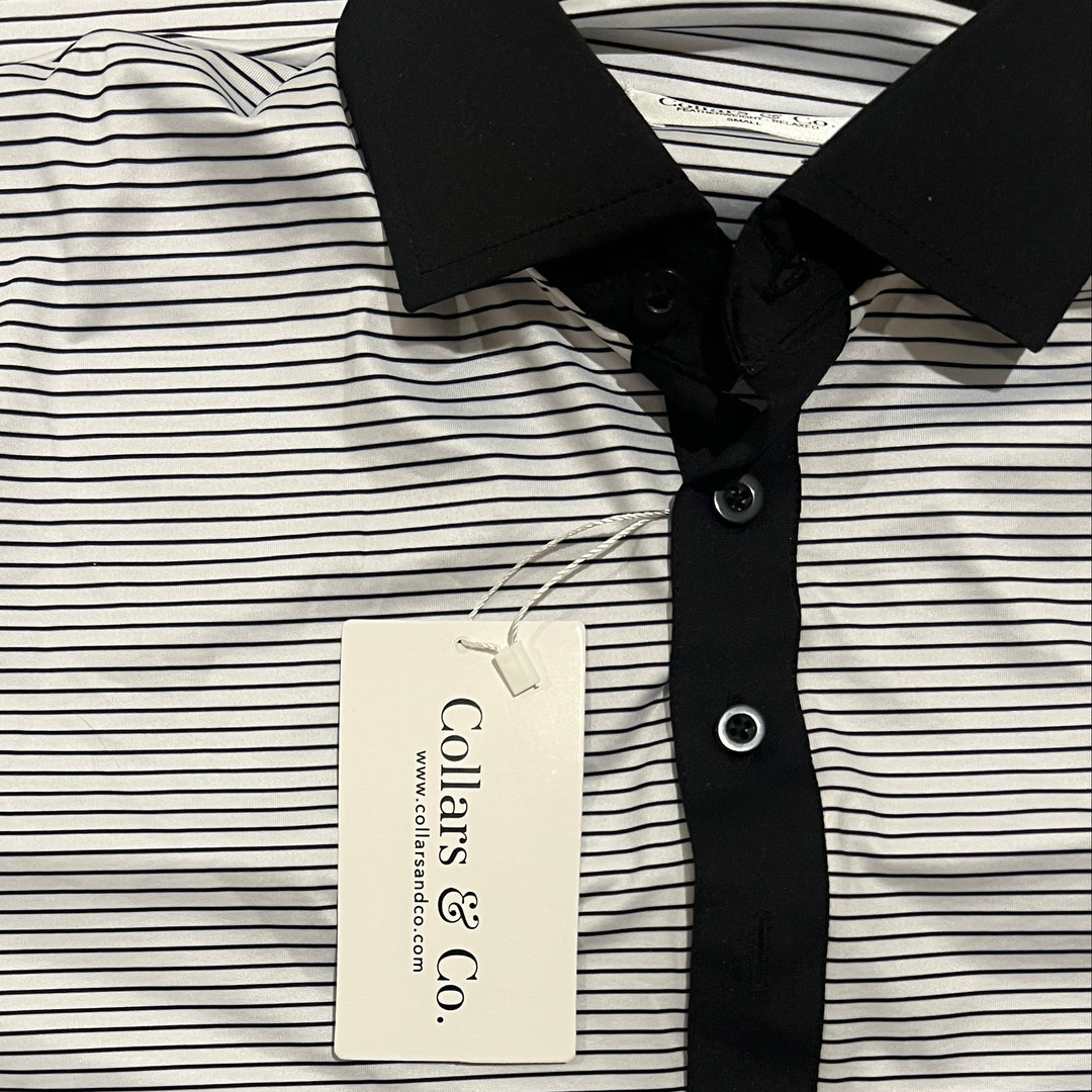 Collars & Co. Men's Polo Featherweight Flex Fabric Preston Black Size S