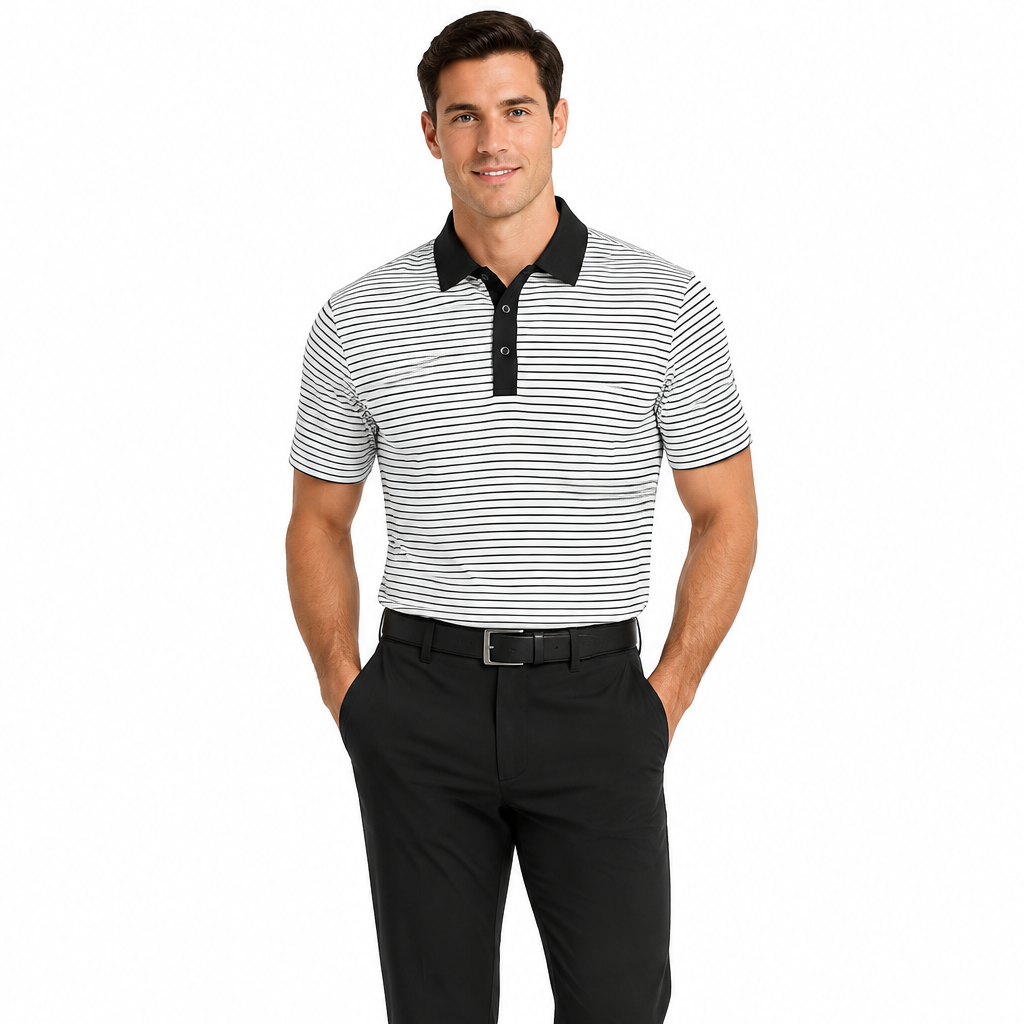 Collars & Co. Men's Polo Featherweight Flex Fabric Preston Black Size S