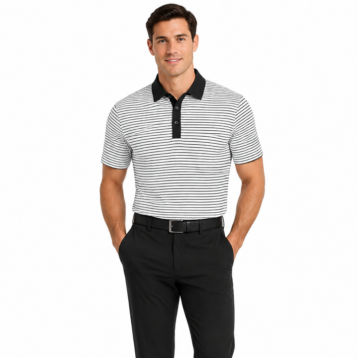 Collars & Co. Men's Polo Featherweight Flex Fabric Preston Black Size S
