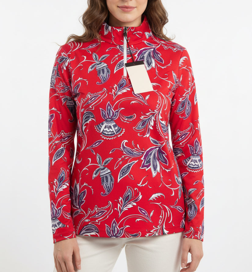 Post Card Women's Golf Long Sleeve Top Malala Print Size 48