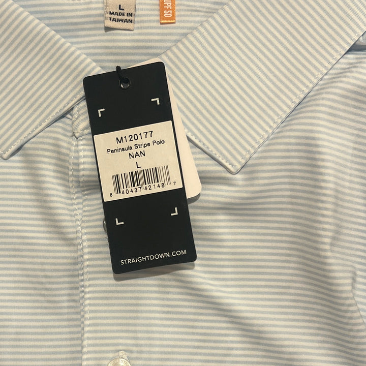 Straight Down Men's Golf Polo Peninsula Stripe Nantucket Size L