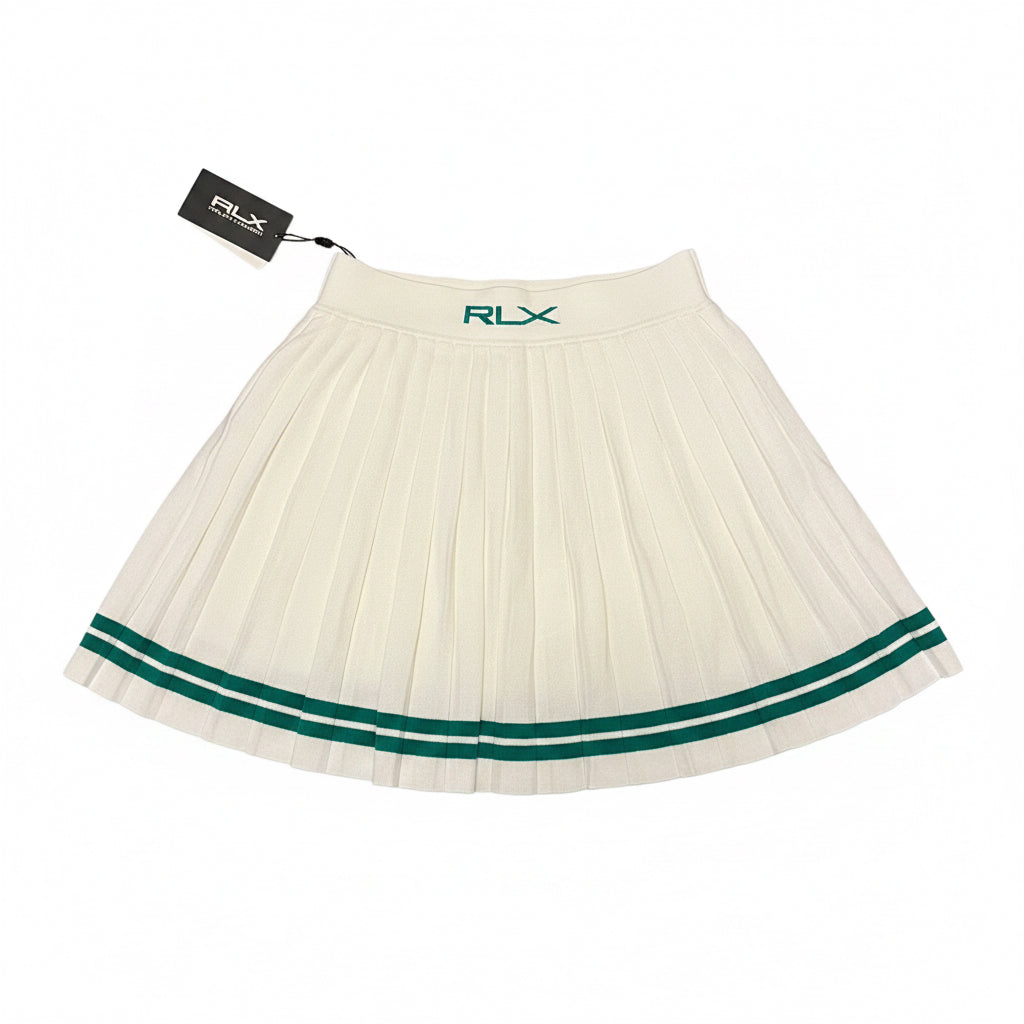 RLX Pleated Sweater Skort (15.5") - Off-White/Kelly Green - Small - Skorzie