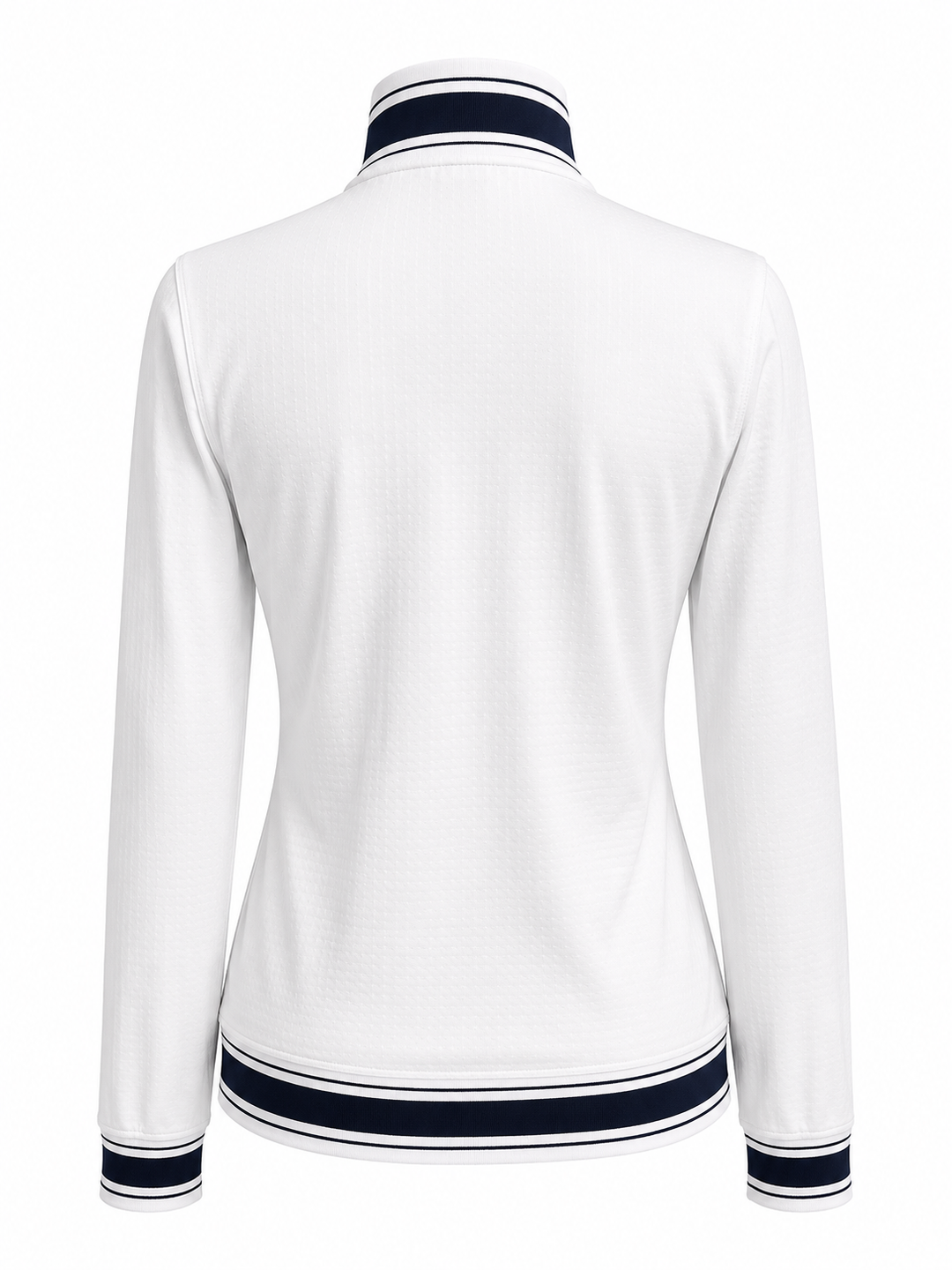 G-Lifestyle Women's Golf Striped Trim Stretch Performance Zip Jacket - White - Small