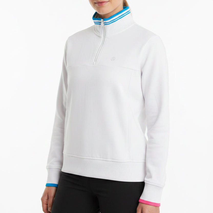 G/FORE Brushed Back Stretch Fitted Layer Pullover (w/ logo) - Snow - Skorzie