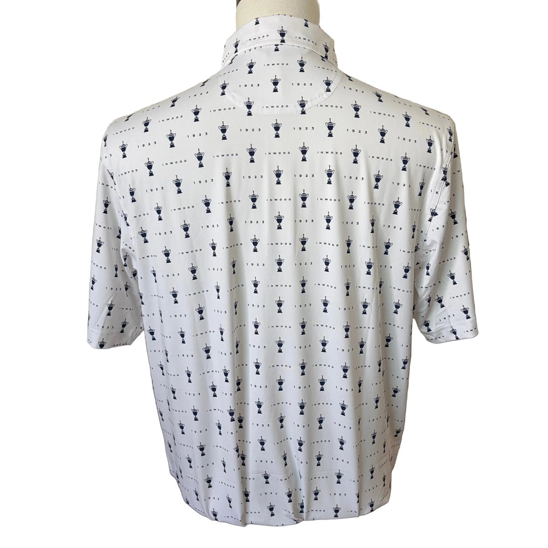 Bobby Jones Performance Jersey 1923 Trophy Print Polo (w/ logo) - White - Skorzie