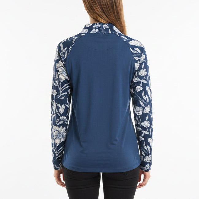Kastel Women's L/S Golf 1/4 Zip Polo Sailor Blue French Tulip