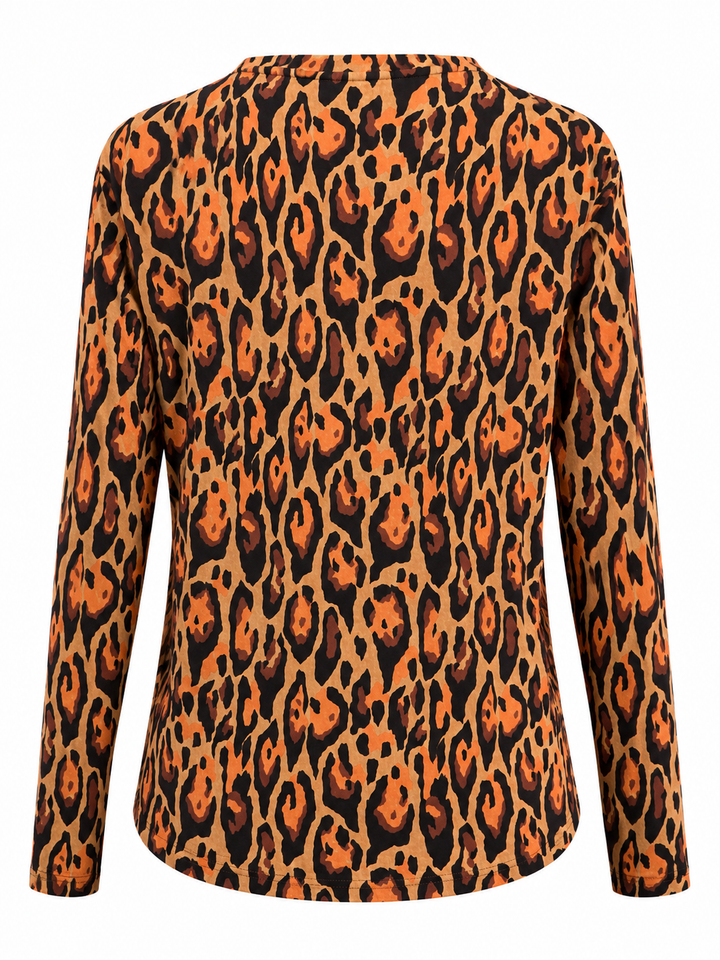 IBKUL Gemma Long Sleeve Crew Neck - Brown/Black