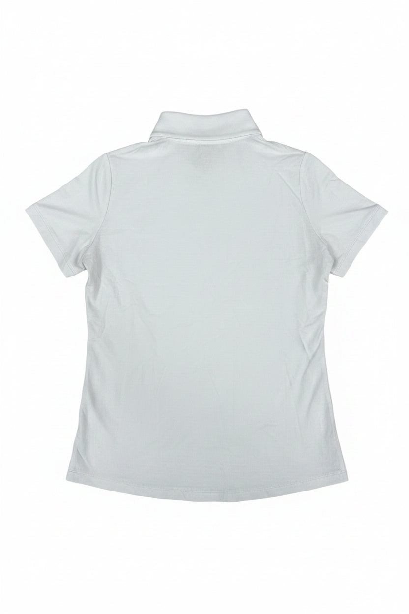 IBKUL Women's Solid Short Sleeve Zip Mock - White