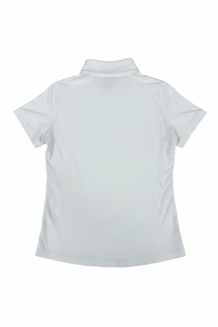 IBKUL Women's Solid Short Sleeve Zip Mock - White