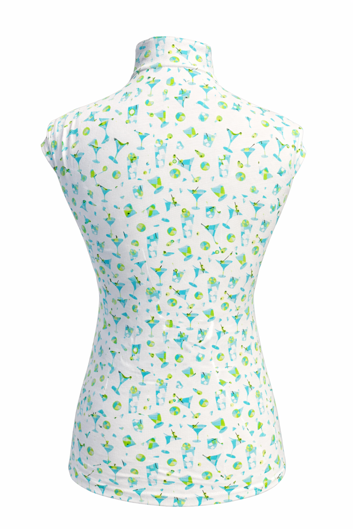 SanSoleil SOLTEK LUX SLEEVELESS PRINT MOCK - CRACKED ICE TURQUOISE - Skorzie