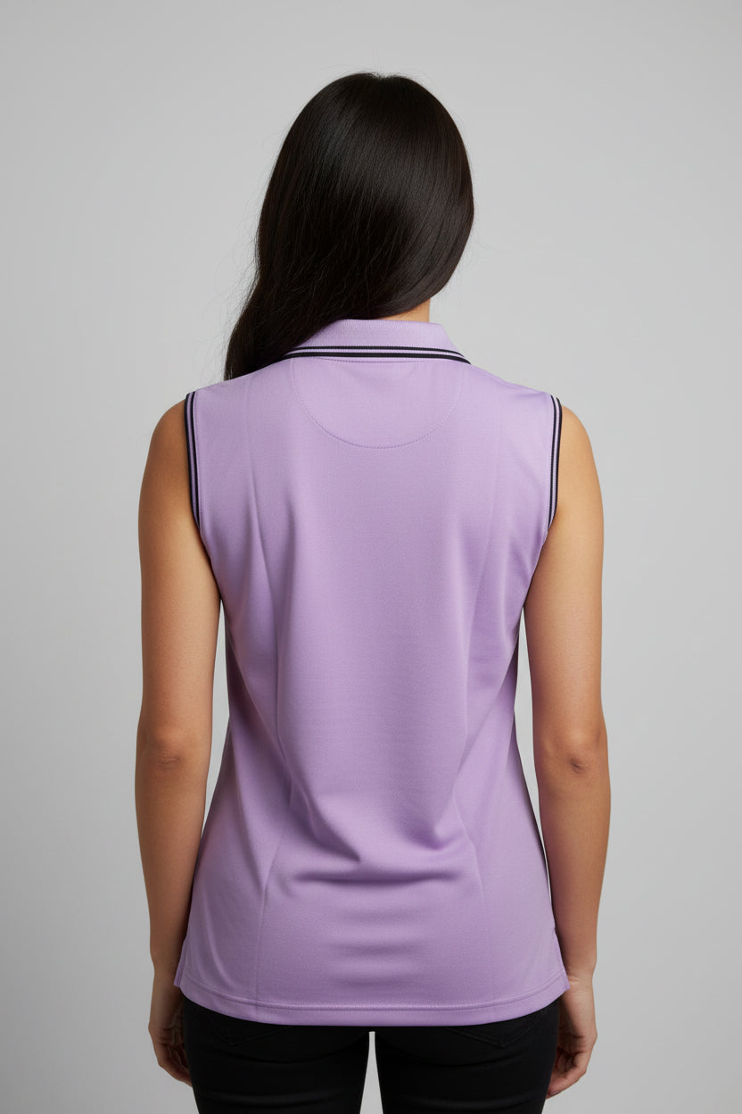 Greg Norman Womens Sleeveless Zip Collar Polo - Lavender Bliss