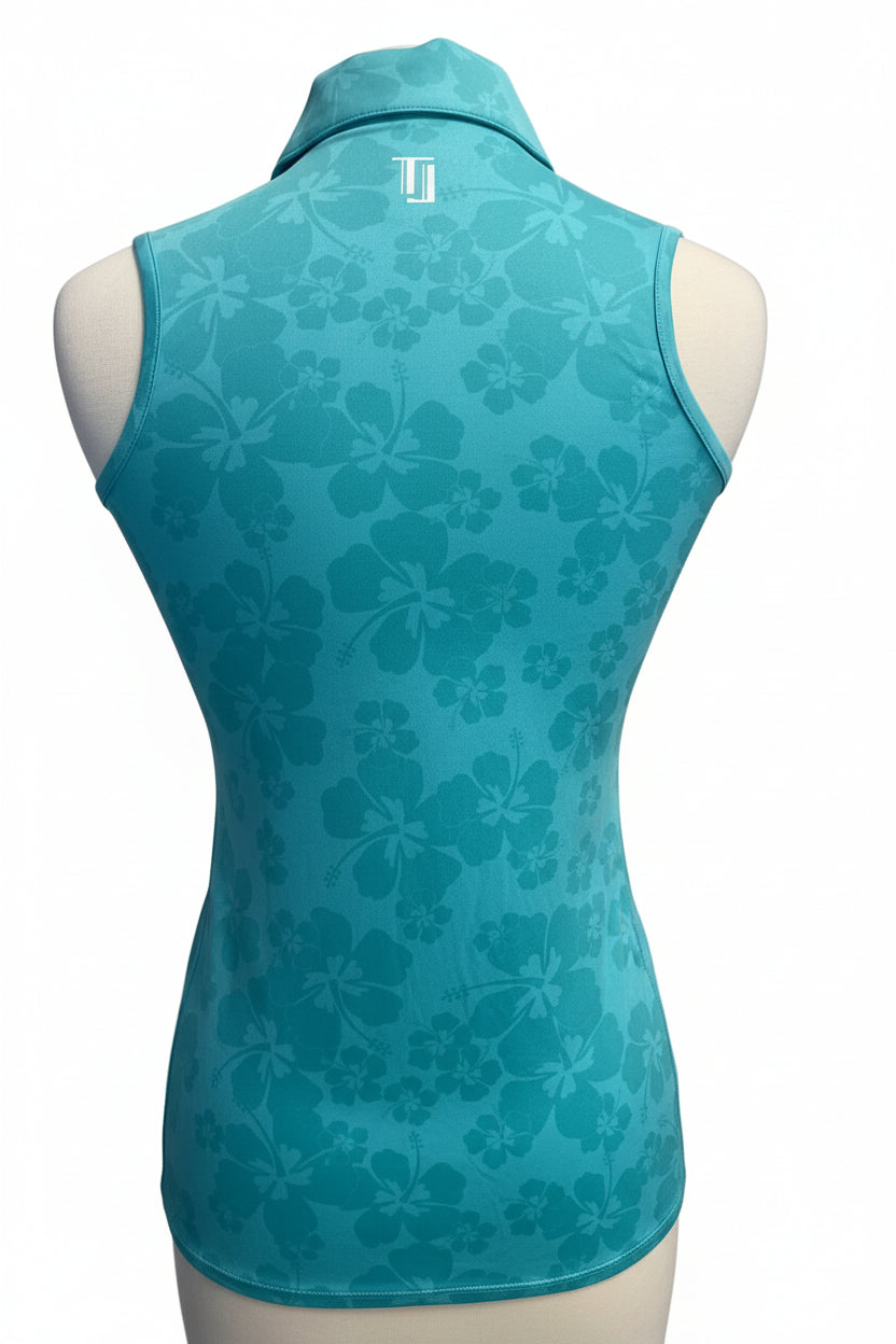 Taylor Jordan Sleeveless Polo - Hibiscus Miami Blue - Skorzie