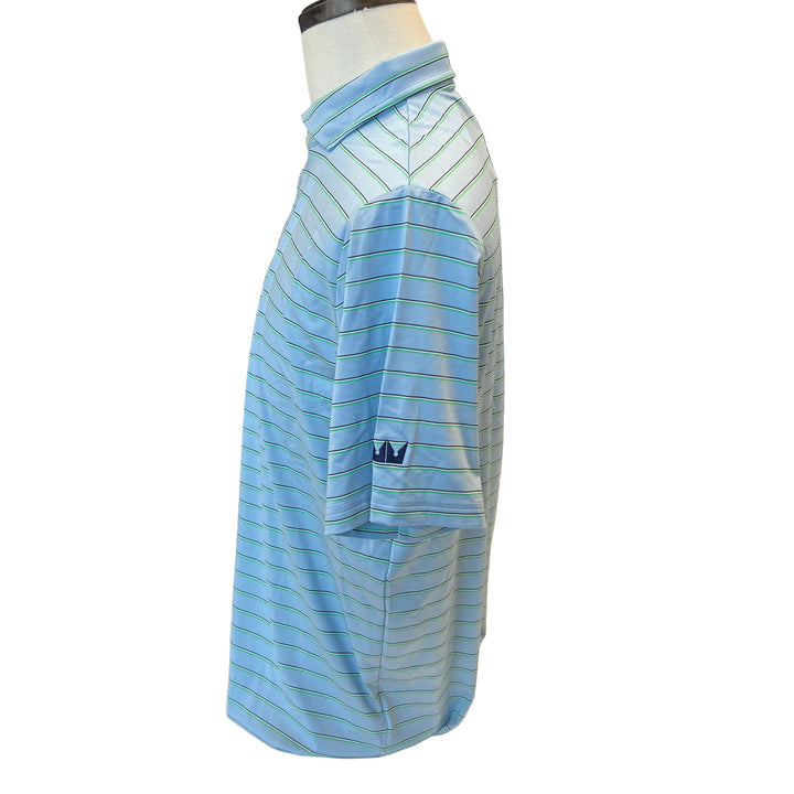 RLX Ralph Lauren Classic Fit Striped Jersey Polo (w/logo) - Powder Blue - Medium - Skorzie