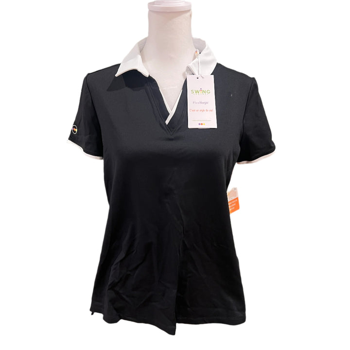 Swing Control V-Neck Velocity Polo - Black - Small - Skorzie