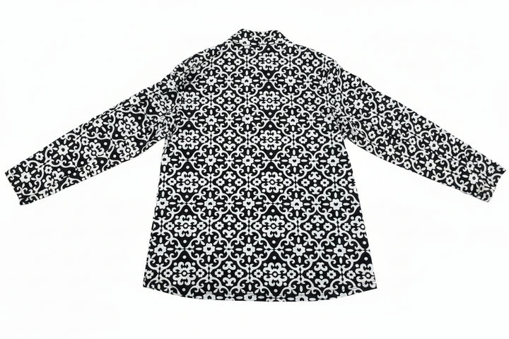 Lulu B Women's Long Sleeve Tile Print Quarter Zip - Black/White