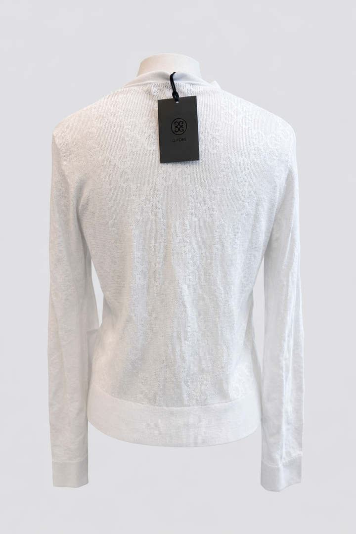 G/FORE Logo Knit Sweater Cardigan - White - Small