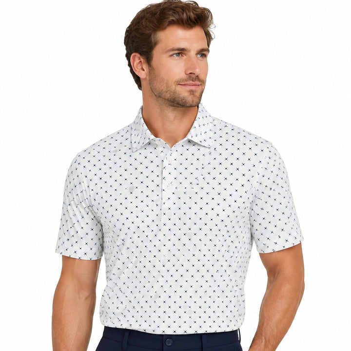 Collars & Co. Men's Polo Performance Fabric Semi-Spread Collar White Pebble Beach 5 Diamond