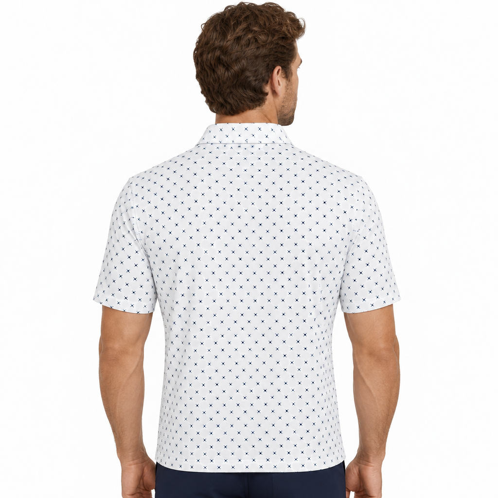 Collars & Co. Men's Polo Performance Fabric Semi-Spread Collar White Pebble Beach 5 Diamond