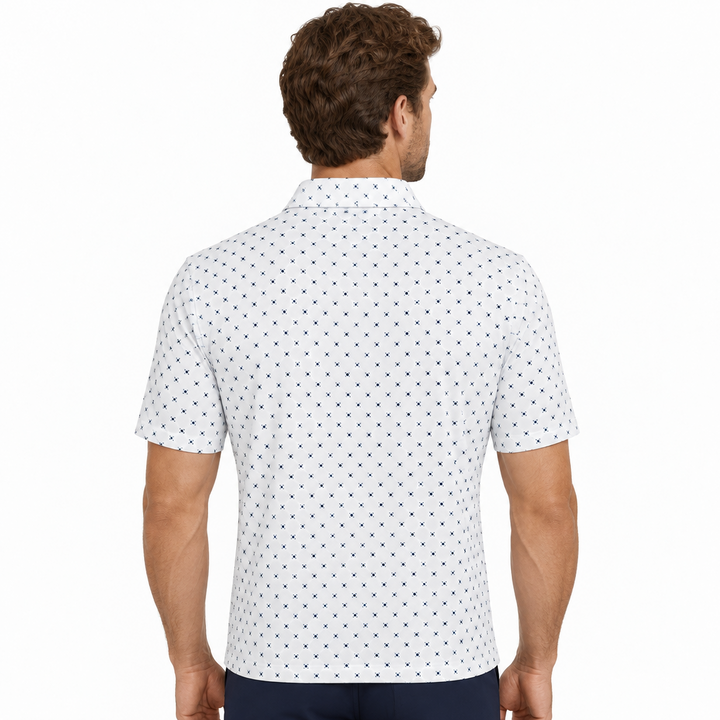 Collars & Co. Men's Polo Performance Fabric Semi-Spread Collar White Pebble Beach 5 Diamond