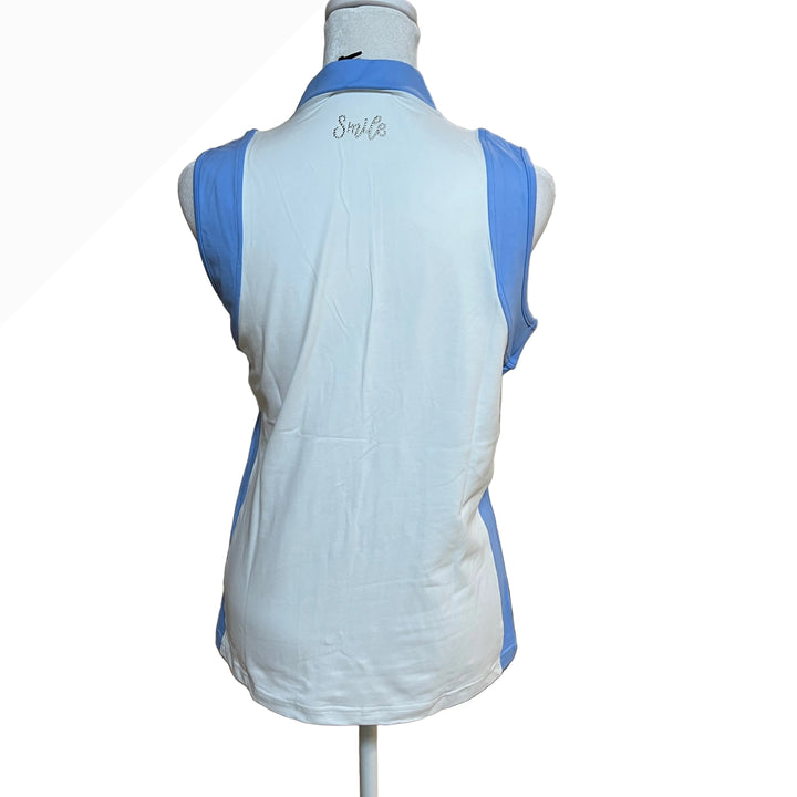 MDC Jersey Zip Sleeveless Polo - Blue/White - 38 - Skorzie