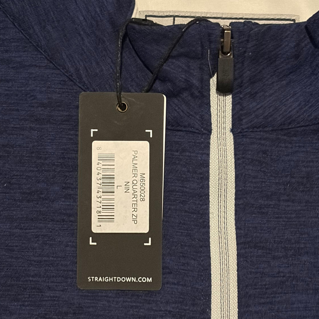 Straight Down Men's Golf Quarter Zip Palmer New Indigo Size L
