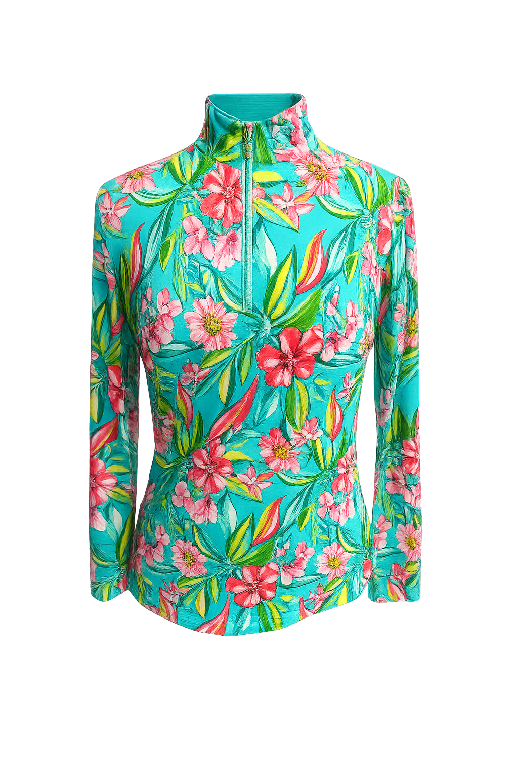 G-Lifestyle Long Sleeve Quarter Zip - Multi Blooming Flower - Small
