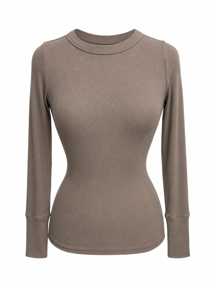 Greyson Orion Cotton Long Sleeve Ribbed Top - Clay - XS - Skorzie