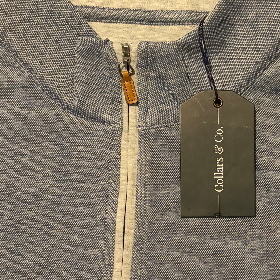 Collars & Co Men's Cotton Blend Quarter Zip Heather Navy Size L