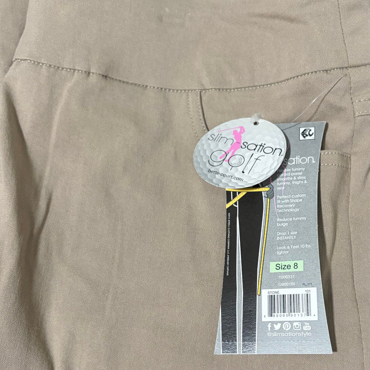 Slimsation Women's Golf Pull-On Solid Skort 19" Stone Size 8