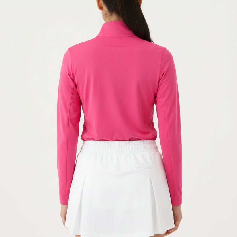 Golftini Women's Golf Polo L/S Zip Hot Pink Size XS
