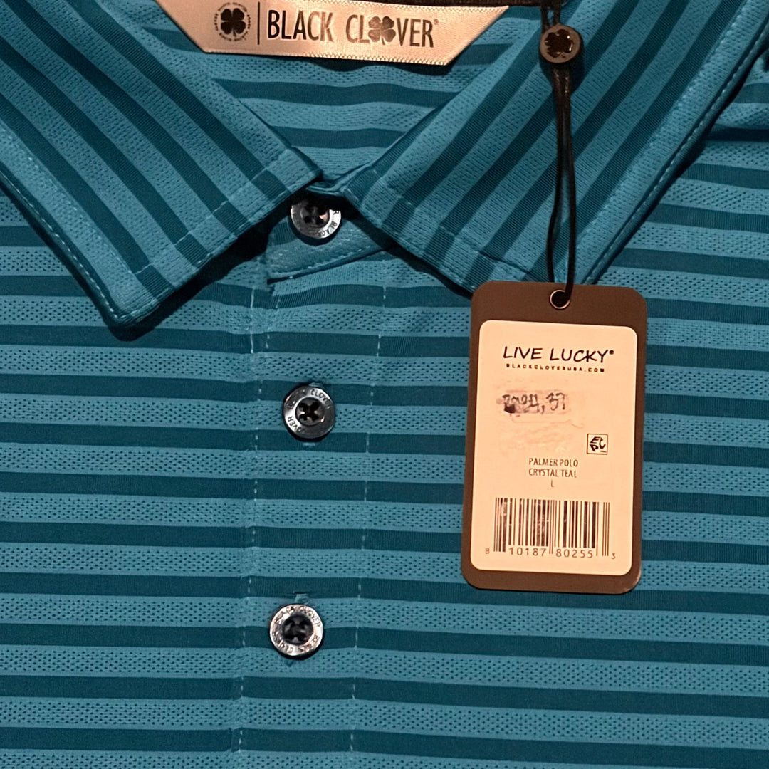 Black Clover Men's Golf Polo Palmer Crystal Teal Size L