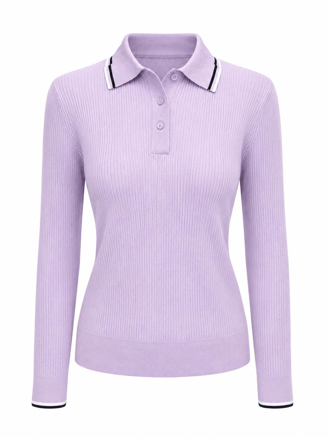 G/FORE Ribbed Long Sleeve Sweater Polo - Orchid - Small