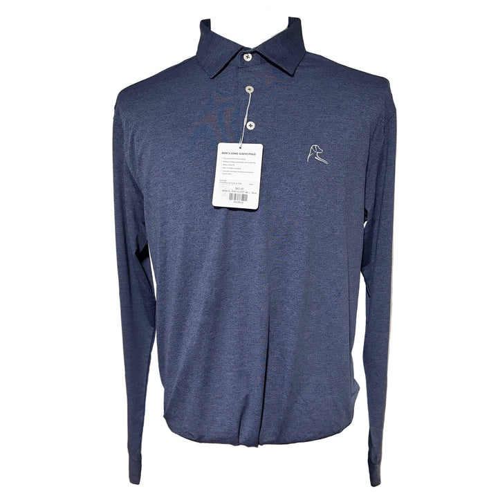 Rhoback Men's Heather L/S Performance Polo - Annapolis Blue - Large - Skorzie