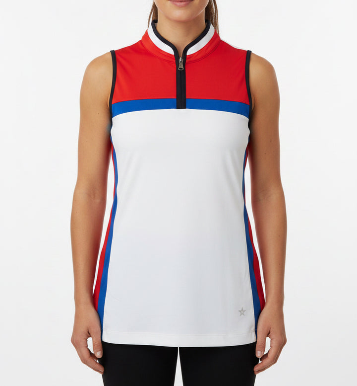 Lohla Sport Women's Golf Top White/Red/Blue Size M