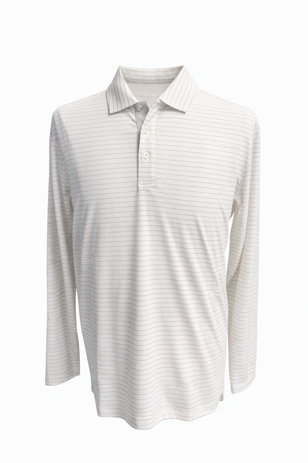 SanSoleil TEK-ICE L/S STRIPE POLO - WHITE/FOSSIL - Skorzie