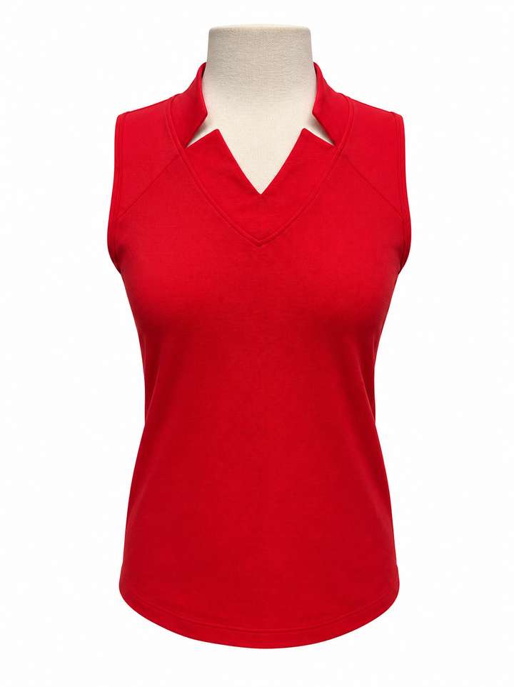 Sofibella Notched Collar Sleeveless Top - Red