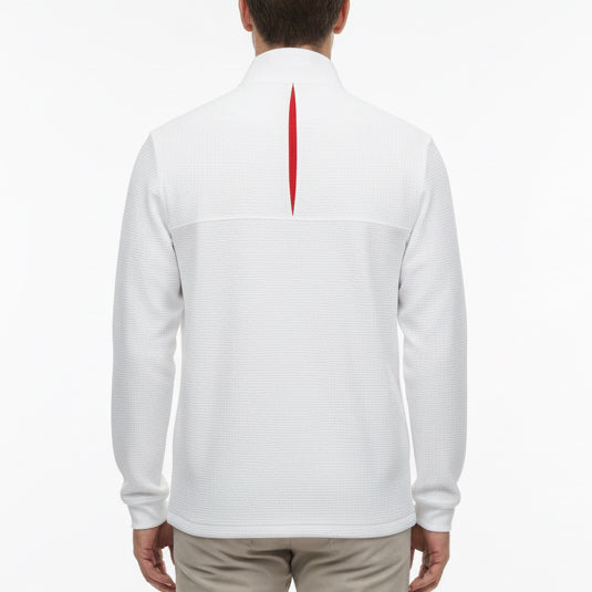Straight Down Men's Golf Quarter Zip Optic White/Flag Red/New Indigo Size L
