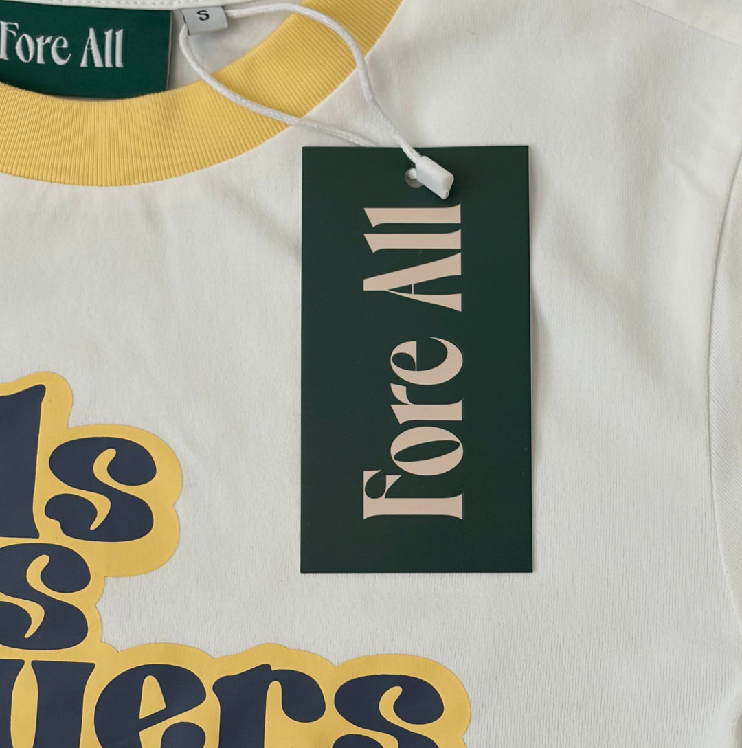 Fore All Women's Ringer Tee "Girls Is Players Too" White