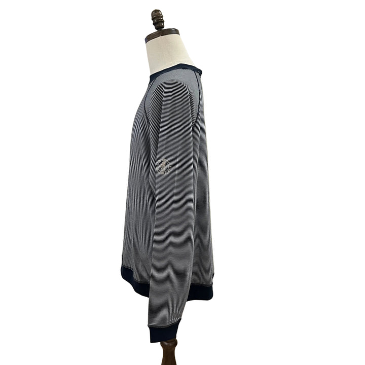 FootJoy French Terry Feeder Stripe Crewneck (w/logo) - Navy/White - Skorzie
