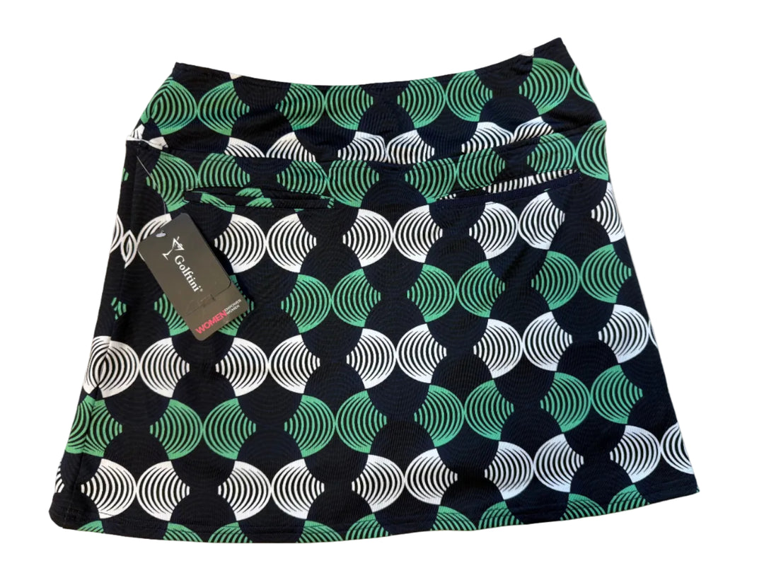 Golftini Whirlwind Golf Skort 15"- Green/Navy/White - Small