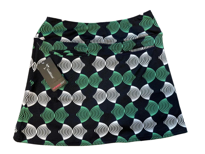 Golftini Whirlwind Golf Skort 15"- Green/Navy/White - Small