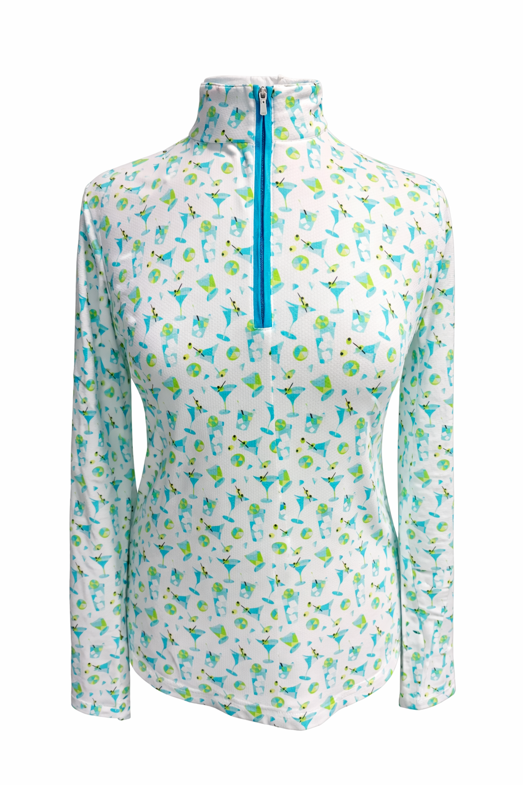 SanSoleil SOLTEK LUX L/S PRINT MOCK - CRACKED ICE TURQUOISE - Skorzie