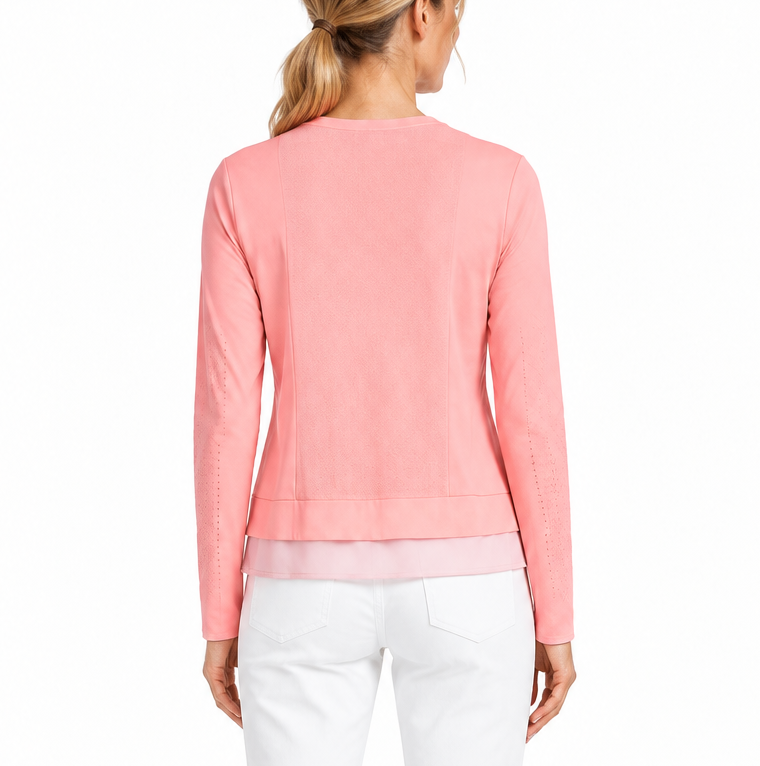 Jamie Sadock Women's Golf Sunsense Top Mesh Long Sleeve Coral Size M