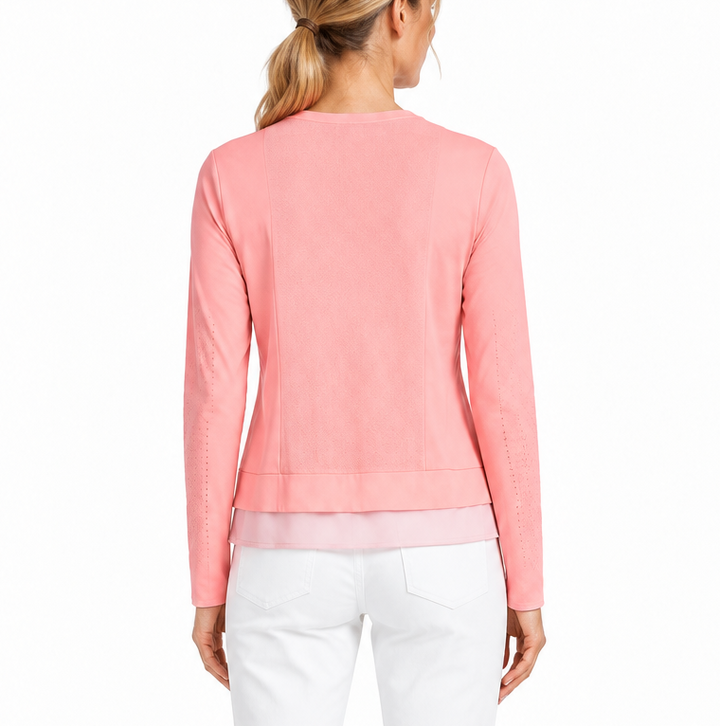 Jamie Sadock Women's Golf Sunsense Top Mesh Long Sleeve Coral Size M