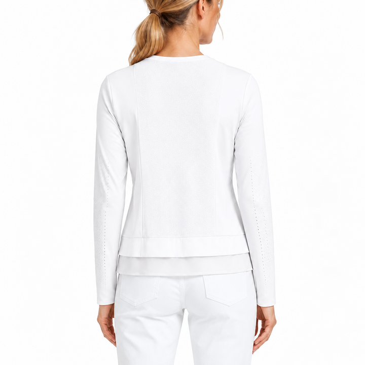 Jamie Sadock Women's Golf Sunsense Top Mesh Long Sleeve Sugar Size M