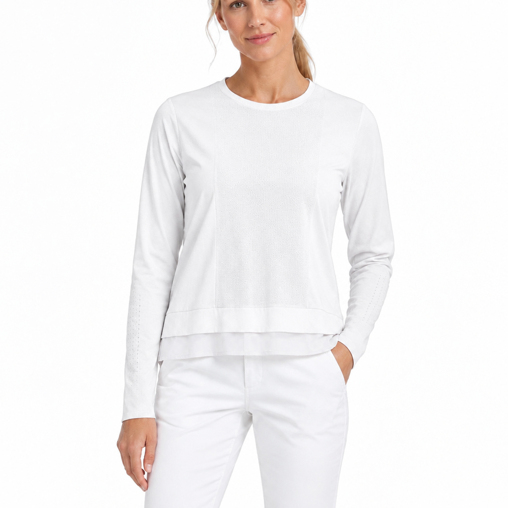 Jamie Sadock Women's Golf Sunsense Top Mesh Long Sleeve Sugar Size M