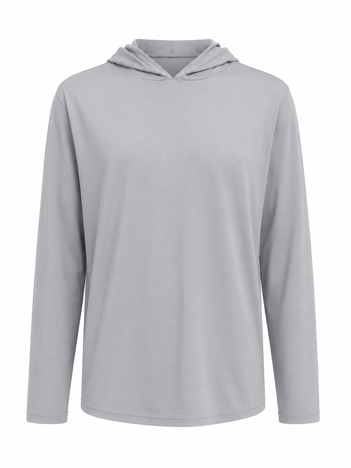 Cuts AO Long Sleeve Hooded Curve-Hem Tee - Stratus Gray - 2XL - Skorzie